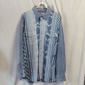 Roper Men's Light Blue Geometric Button-Down Shirt